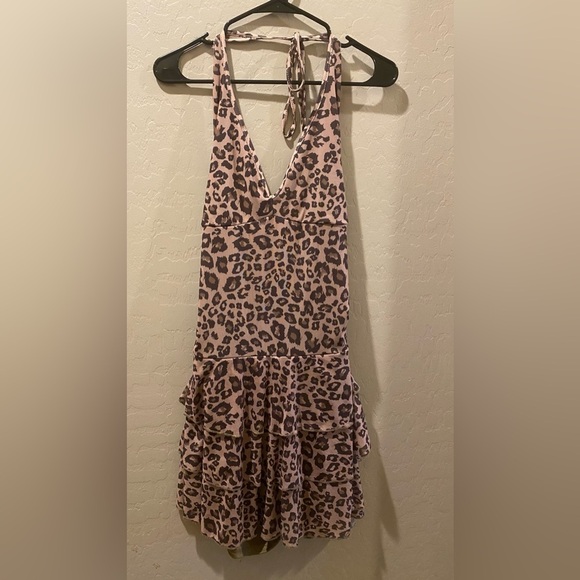 Leopard Print Halter Dress - Picture 1 of 6